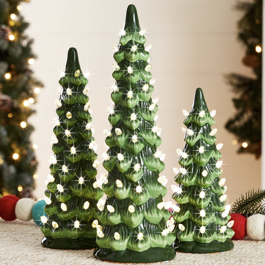 Luce a Forma di Albero di Natale in Ceramica con Bagliore Festivo
