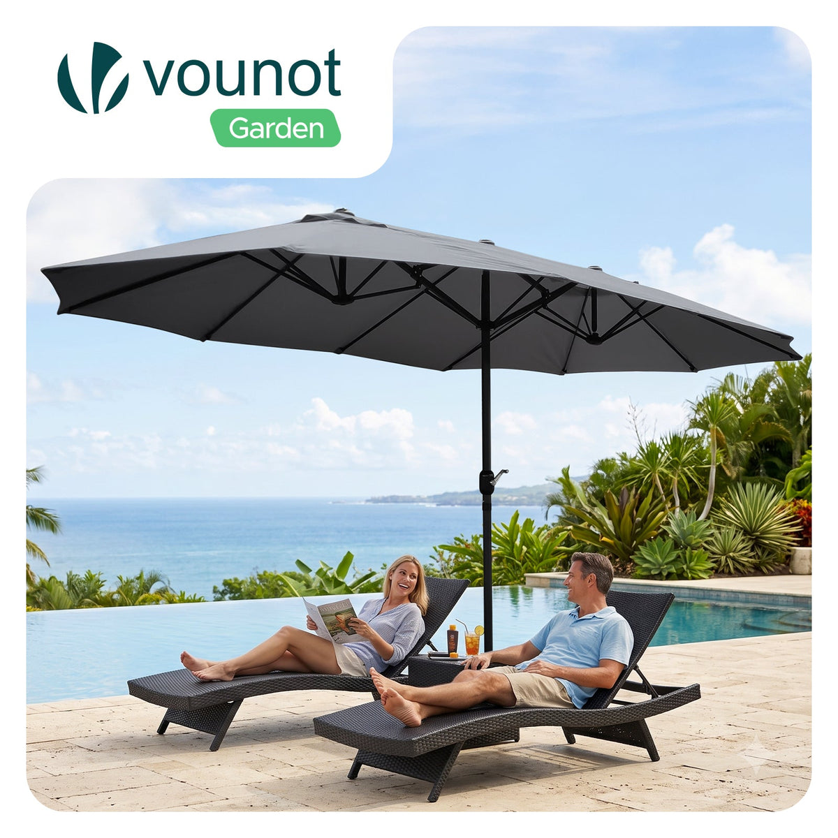Double Garden Parasol for Expansive Shade