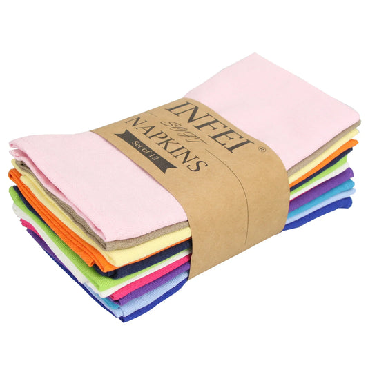 Set of 12 PCS 40x40cm Cotton Linen Blended Cloth Napkins Placemats Soft Dining Table Tea Towels For Home & Events Use