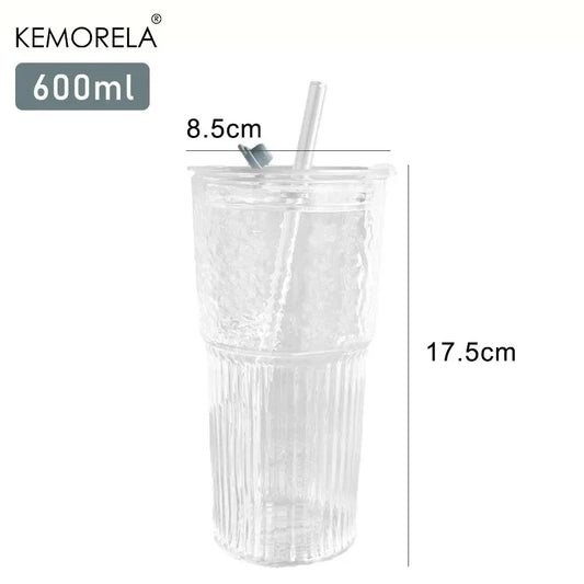 Gestreifter Glas Trinkbecher (600ml)