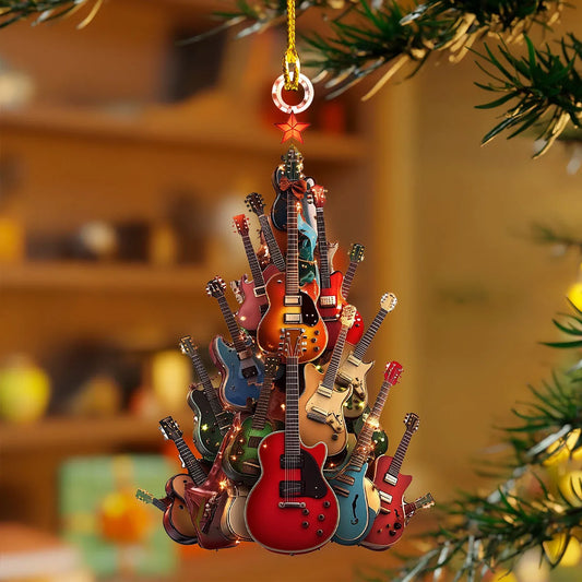 Guitar Christmas Ornament With Musical Character