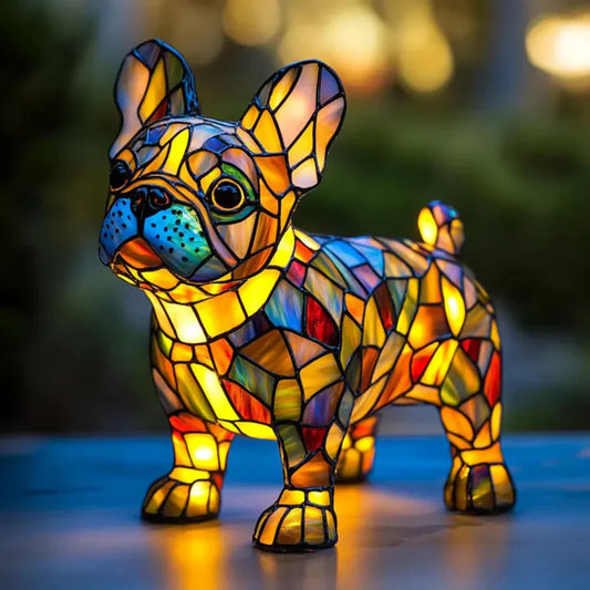Lampada da tavolo in vetro colorato con motivo animale luce notturna decorativa