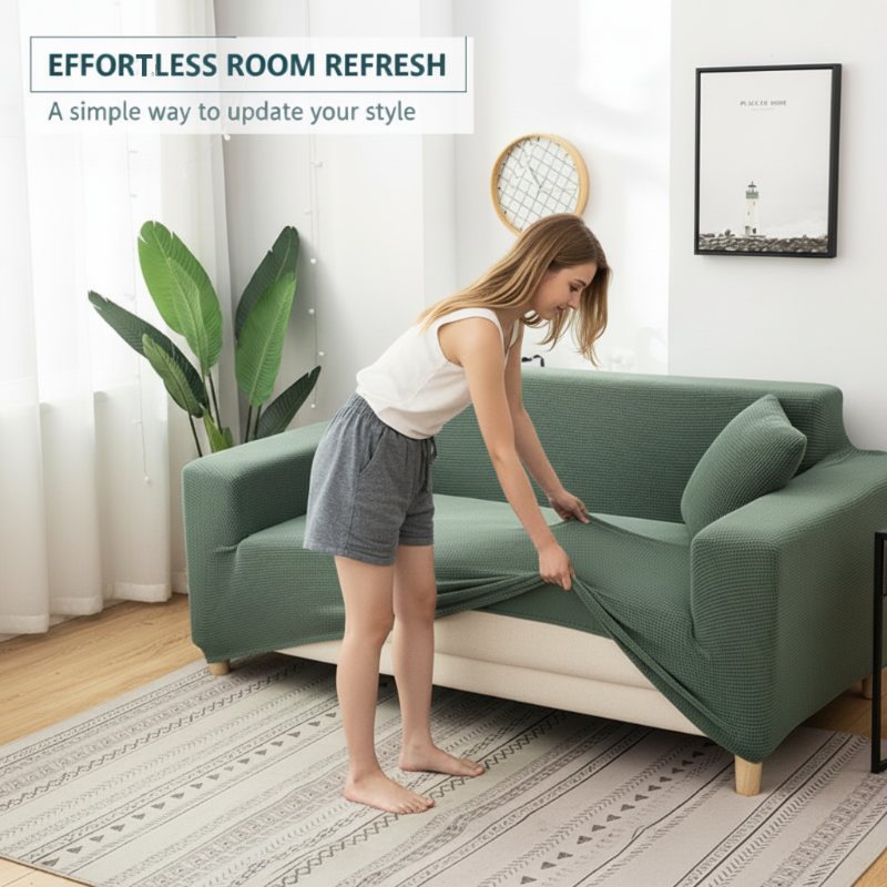 Soft Sofa Cover For An Artful Room Refresh