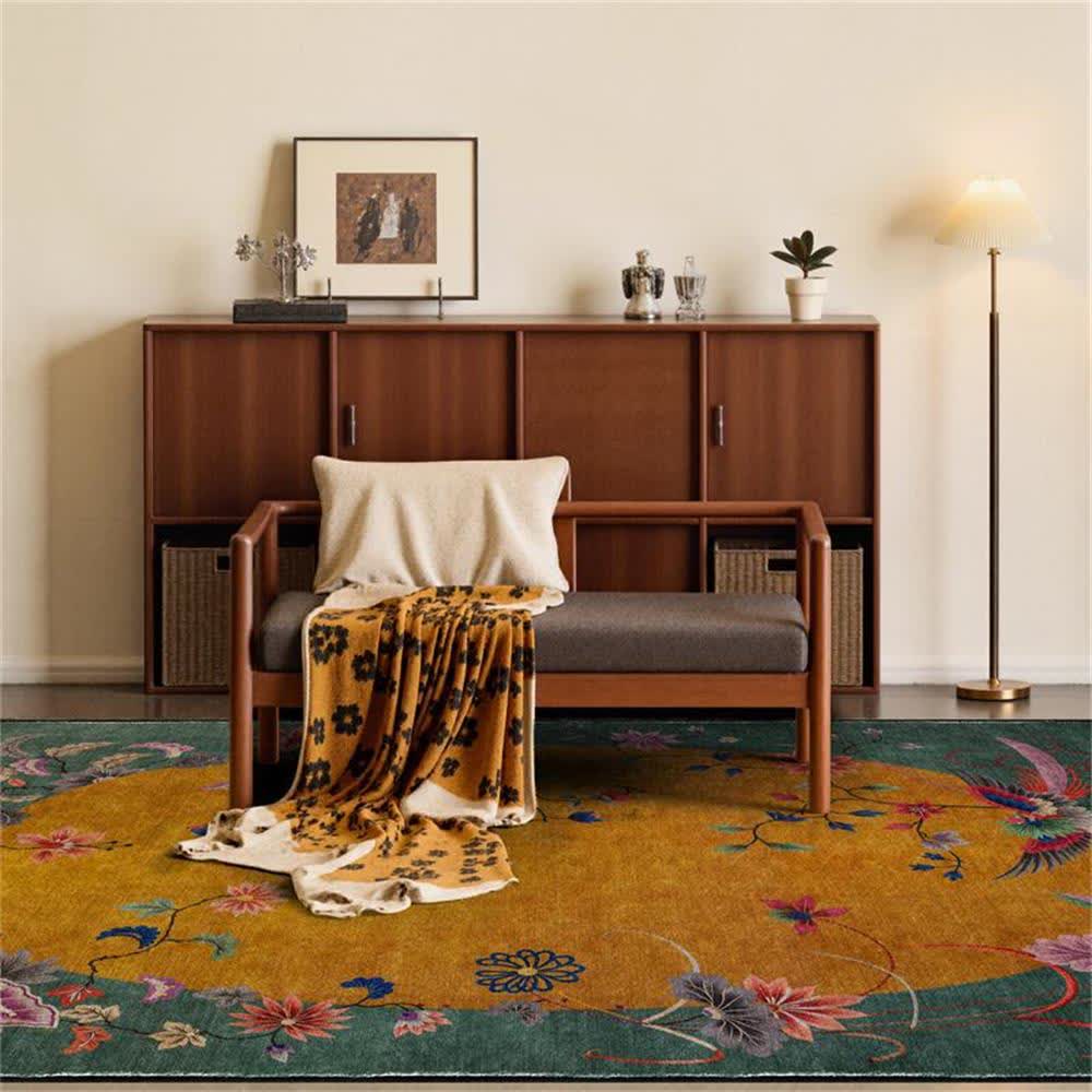 Floral Bird Rug For Artful Floors