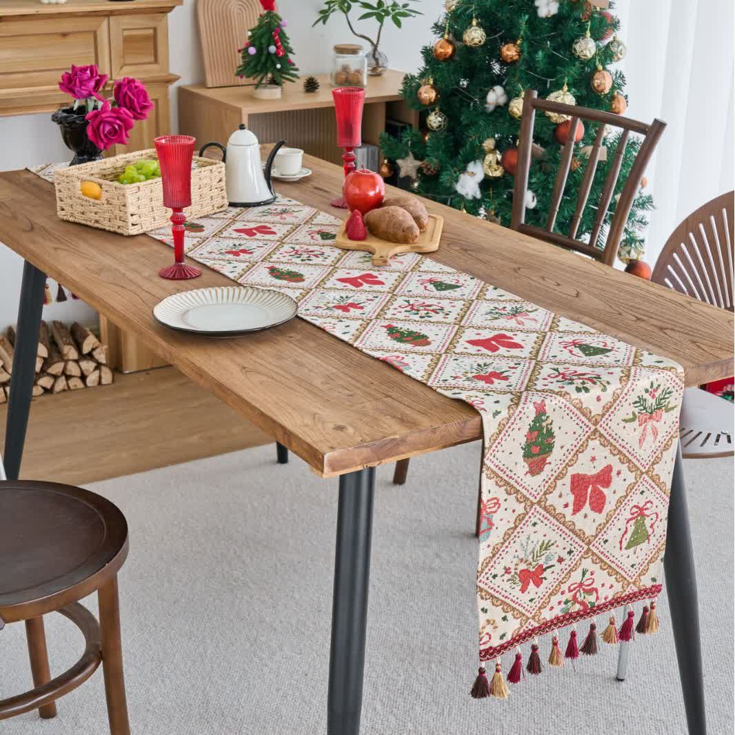 Christmas Bowknot Table Runner For Festive Charm