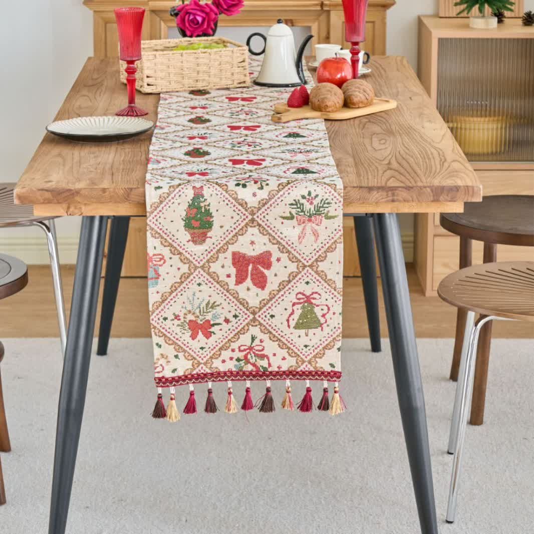 Christmas Bowknot Table Runner For Festive Charm