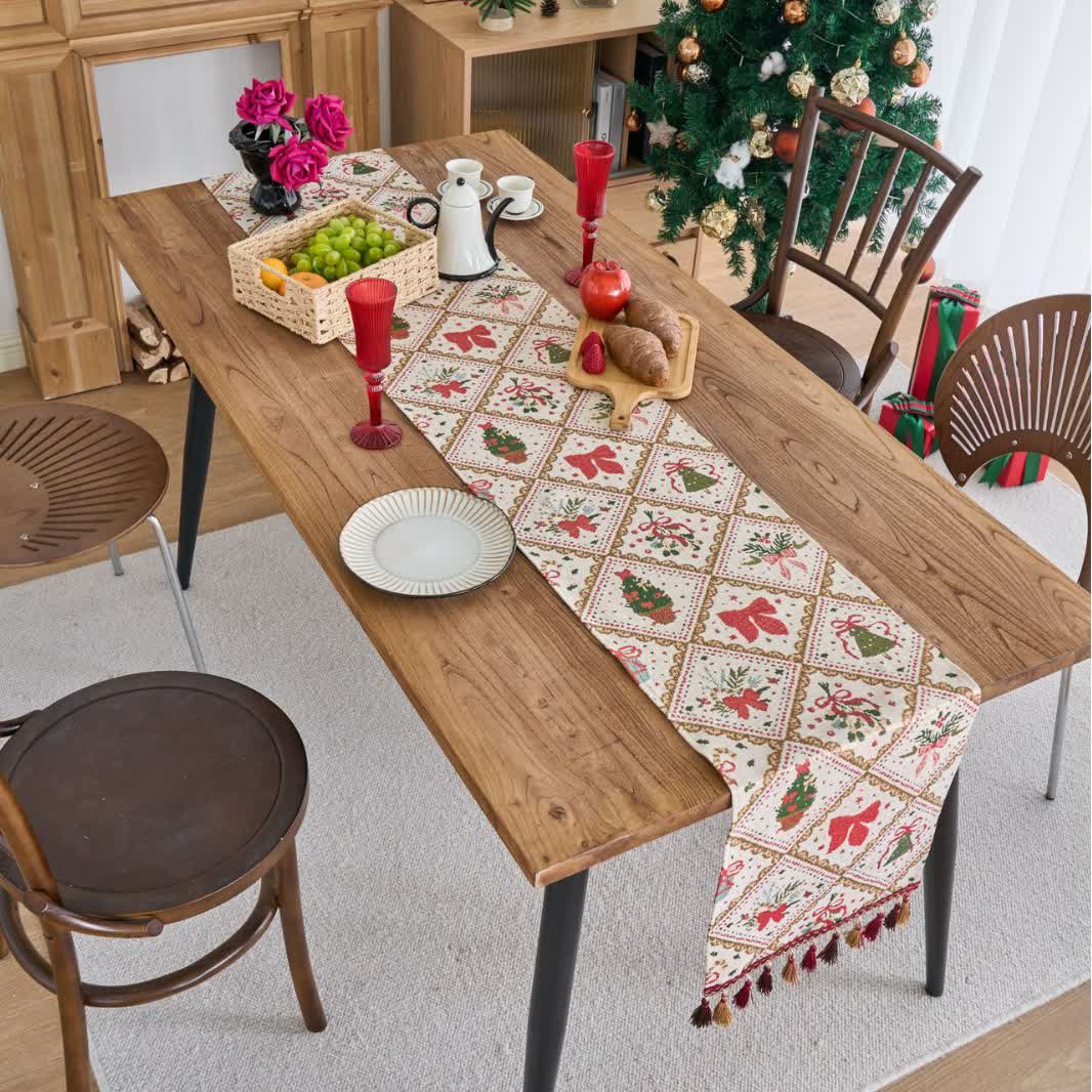 Christmas Bowknot Table Runner For Festive Charm
