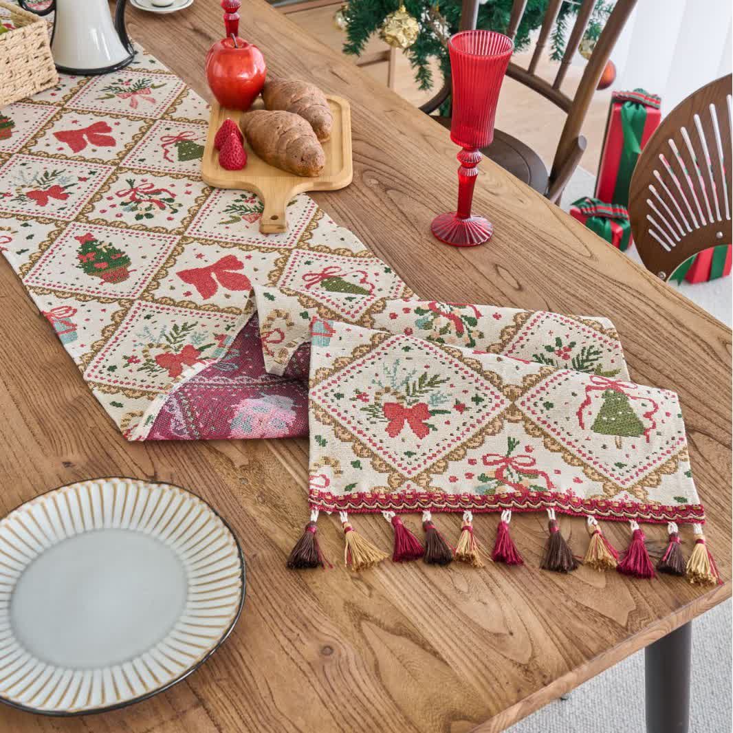 Christmas Bowknot Table Runner For Festive Charm