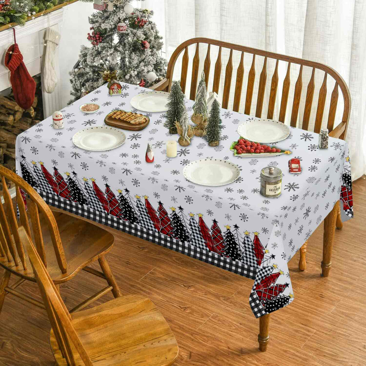 Weihnachtsschneeflocken-Tischdecke für festlichen Charme  
