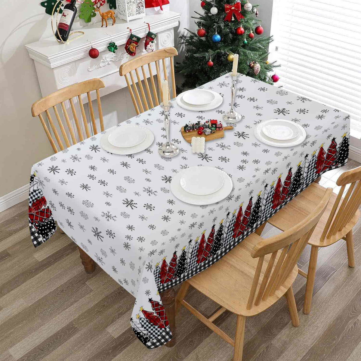 Weihnachtsschneeflocken-Tischdecke für festlichen Charme  
