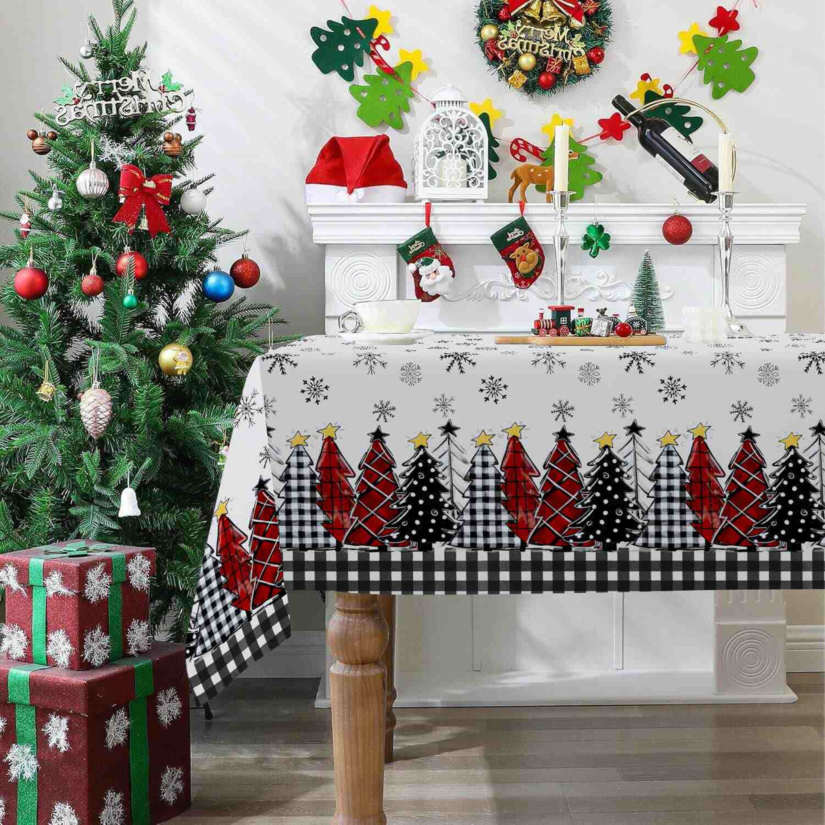 Weihnachtsschneeflocken-Tischdecke für festlichen Charme  