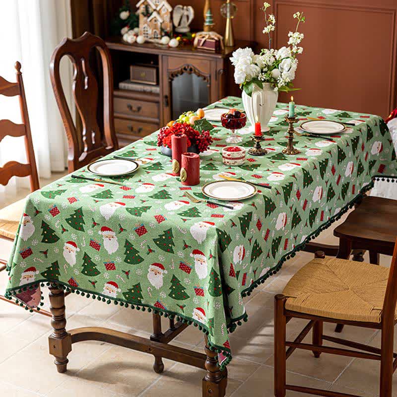 Nappe de table cadeau arbre de Noël Père Noël pour un charme festif