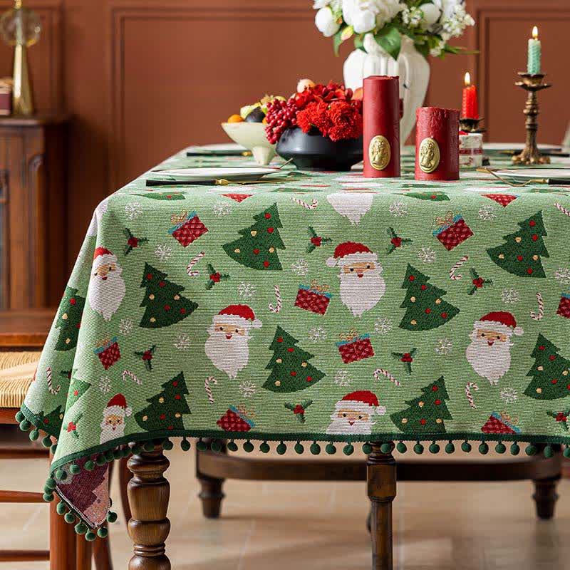 Nappe de table cadeau arbre de Noël Père Noël pour un charme festif