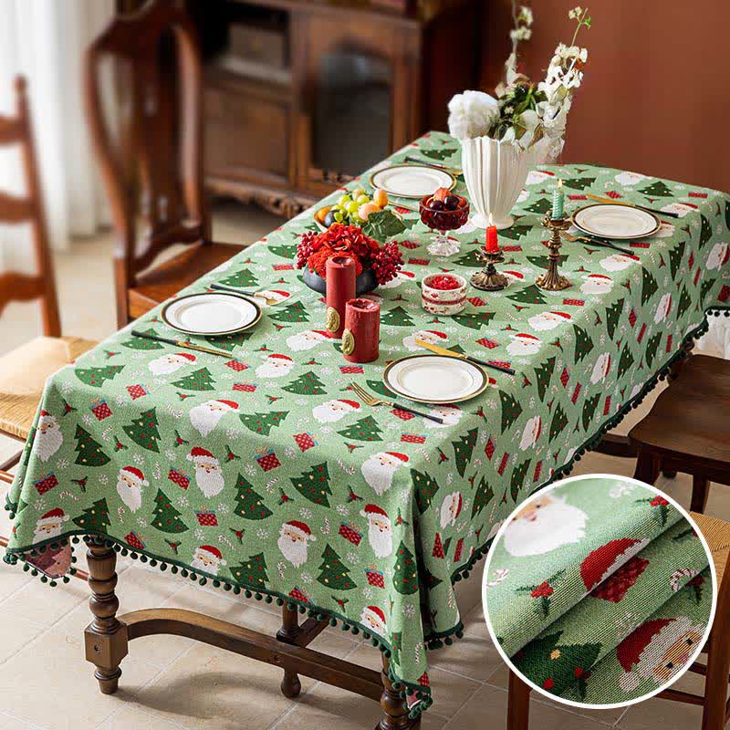 Nappe de table cadeau arbre de Noël Père Noël pour un charme festif