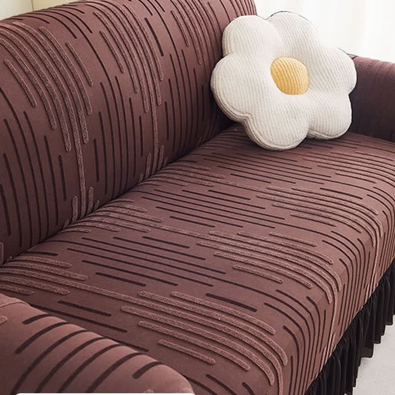 Jacquard Ruffle Sofa Cover For Elegant Protection