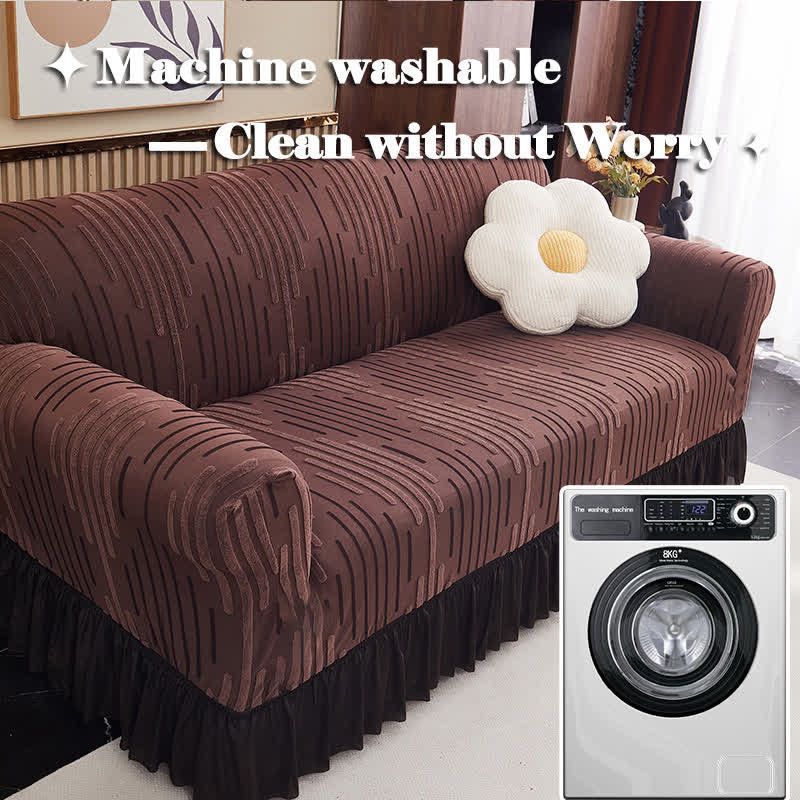 Jacquard Ruffle Sofa Cover For Elegant Protection