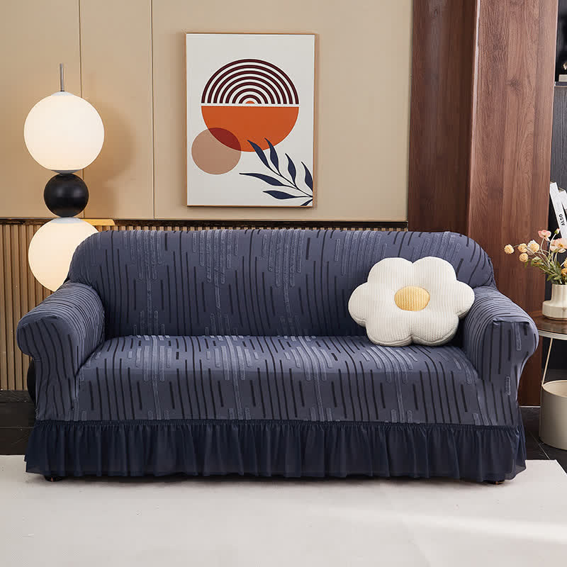 Jacquard Ruffle Sofa Cover For Elegant Protection