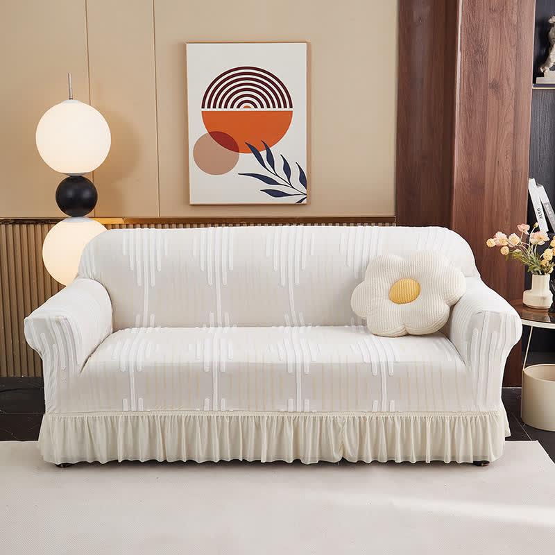 Jacquard Ruffle Sofa Cover For Elegant Protection