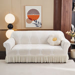 Jacquard Ruffle Sofa Cover For Elegant Protection
