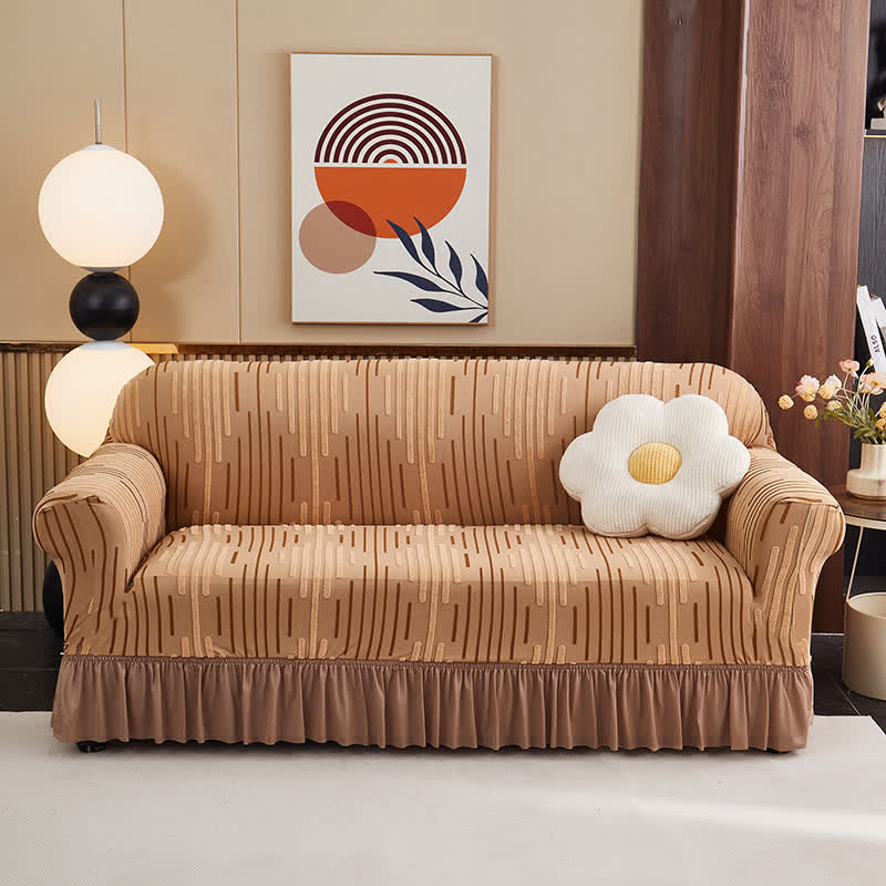 Jacquard Ruffle Sofa Cover For Elegant Protection