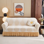 Jacquard Ruffle Sofa Cover For Elegant Protection