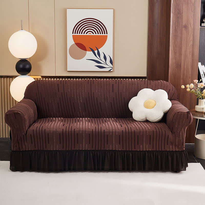 Jacquard Ruffle Sofa Cover For Elegant Protection