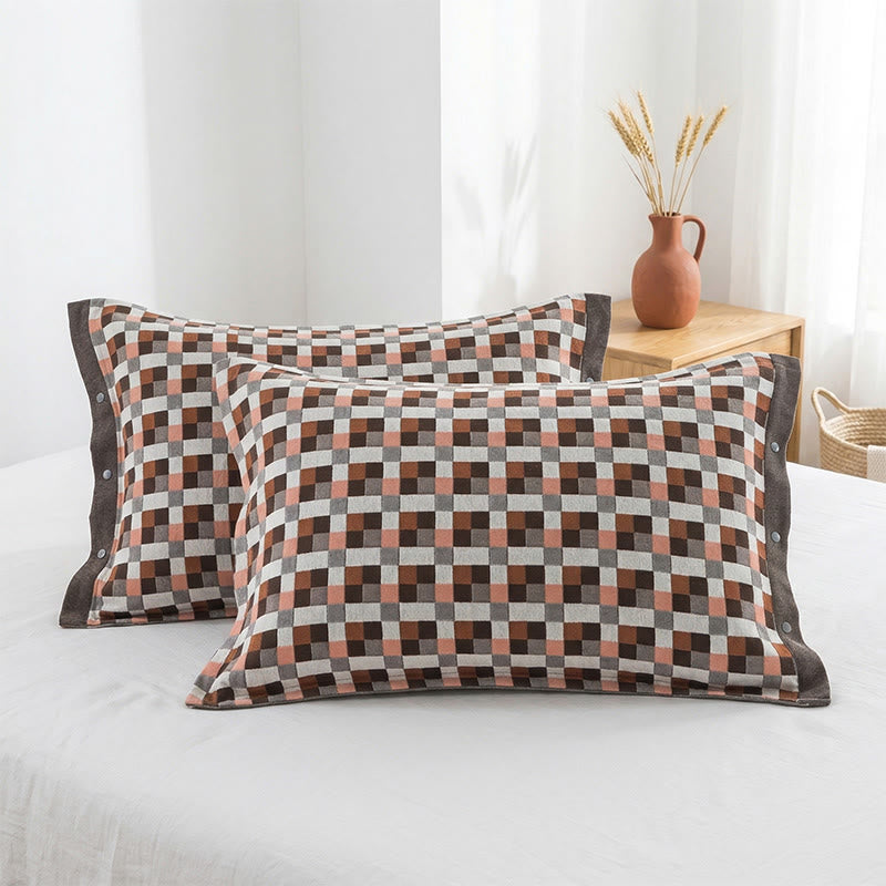 Grid Button Pillowcases For Artful Bedding