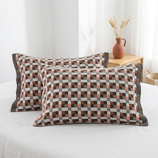 Grid Button Pillowcases For Artful Bedding
