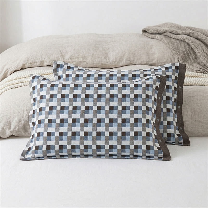 Grid Button Pillowcases For Artful Bedding