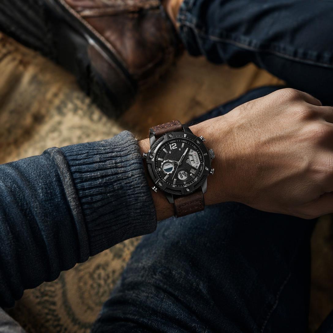 Dual Display Sports Watch for All-Weather Style