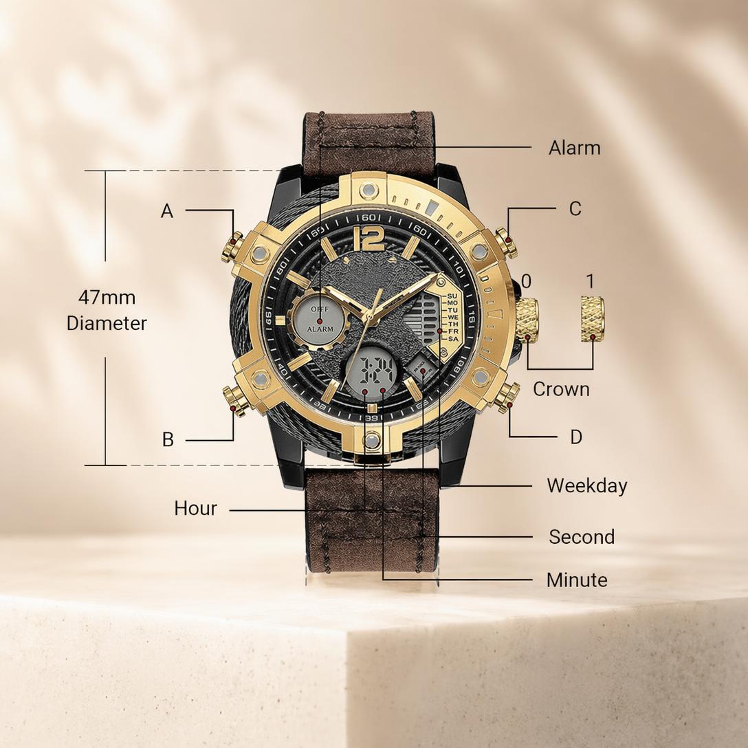 Dual Display Sports Watch for All-Weather Style