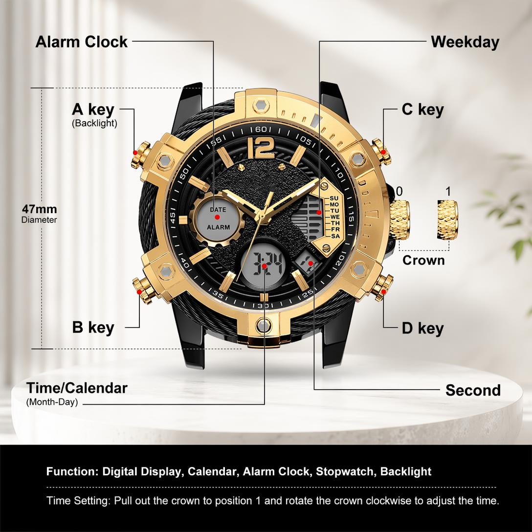 Dual Display Sports Watch for All-Weather Style