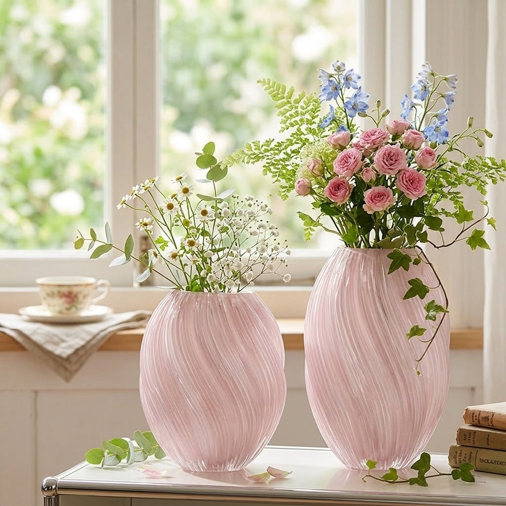 Vase malt en verre côtelé pour lumière sculpturale