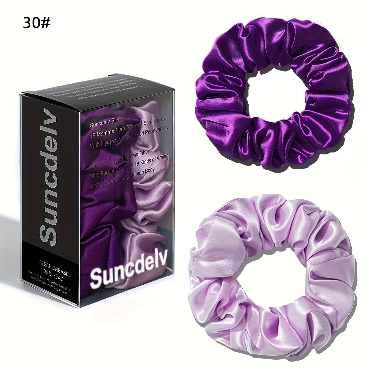 2 ks vysoce kvalitních 100% hedvábných gumiček scrunchie | Jednobarevné minimalistické široké gumičky do vlasů, šířka 3.5CM, 22Momme, valentýnský dárek, SUNCDELV SLIK