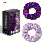 2 ks vysoce kvalitních 100% hedvábných gumiček scrunchie | Jednobarevné minimalistické široké gumičky do vlasů, šířka 3.5CM, 22Momme, valentýnský dárek, SUNCDELV SLIK