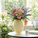Vase malt en verre côtelé pour lumière sculpturale