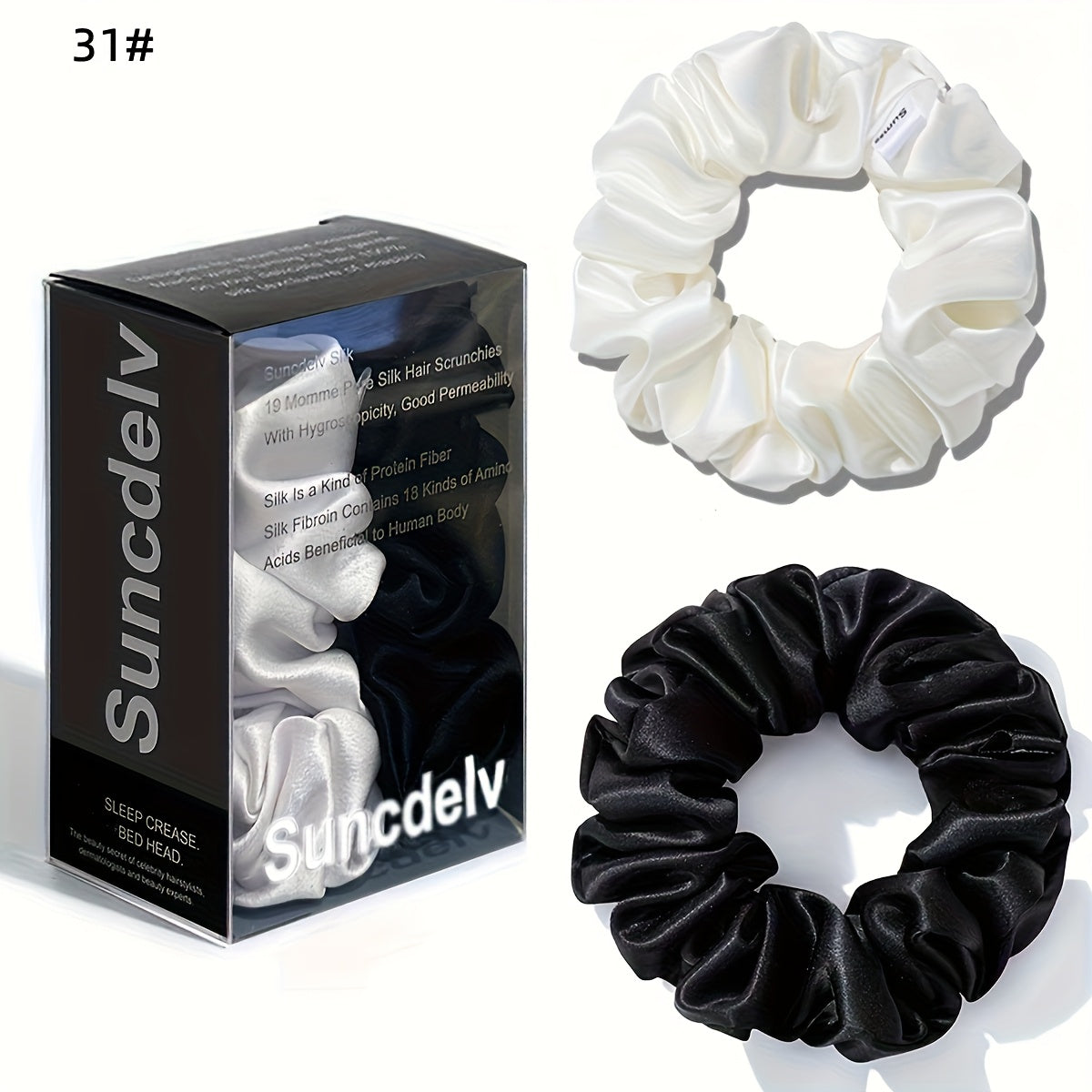 2 ks vysoce kvalitních 100% hedvábných gumiček scrunchie | Jednobarevné minimalistické široké gumičky do vlasů, šířka 3.5CM, 22Momme, valentýnský dárek, SUNCDELV SLIK
