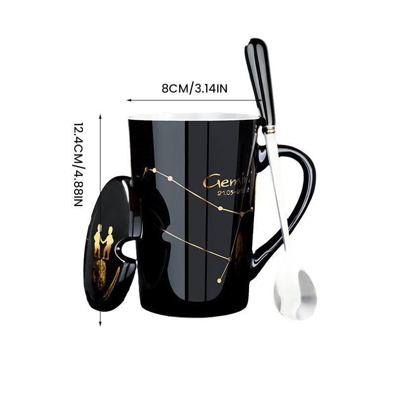Cană ceramică neagră cu zodiac pentru o personalitate cosmică