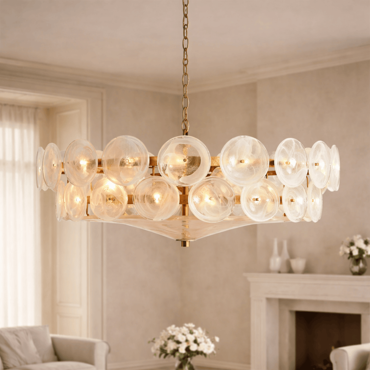 Disc Glass Chandelier — Sculptural Ambient Glow