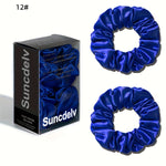 2 ks vysoce kvalitních 100% hedvábných gumiček scrunchie | Jednobarevné minimalistické široké gumičky do vlasů, šířka 3.5CM, 22Momme, valentýnský dárek, SUNCDELV SLIK