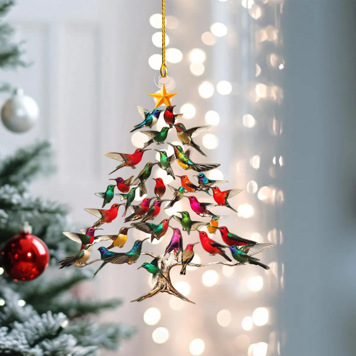 Kolibri-Tischornament mit festlichem Charme  