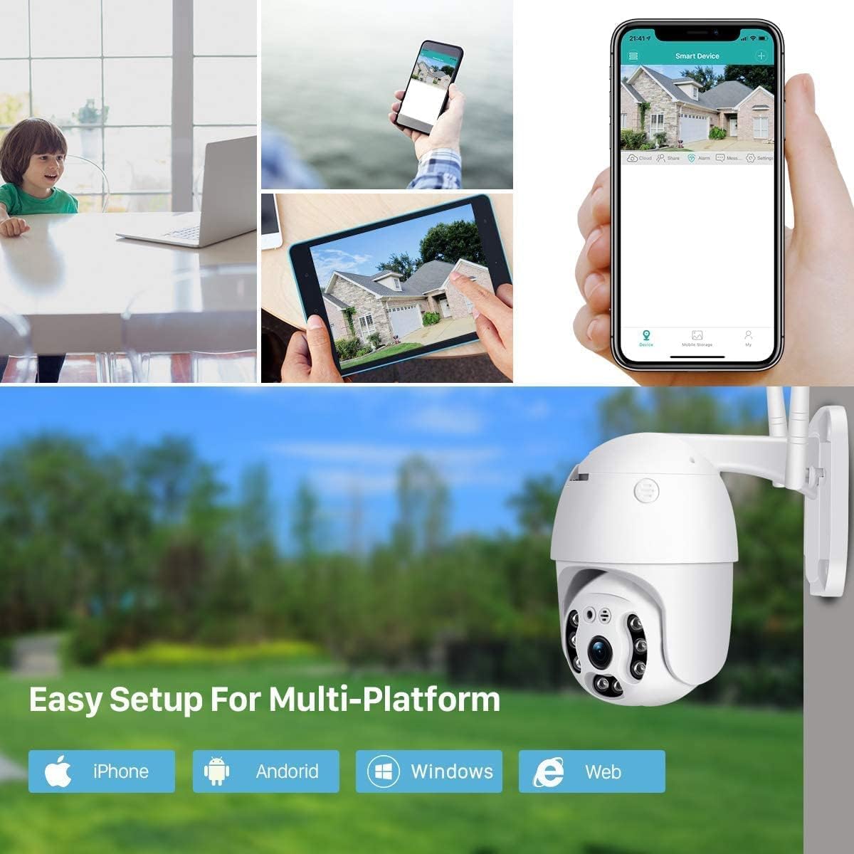 5MP WiFi Outdoor PTZ Dome CCTV Camera With 360° Coverage