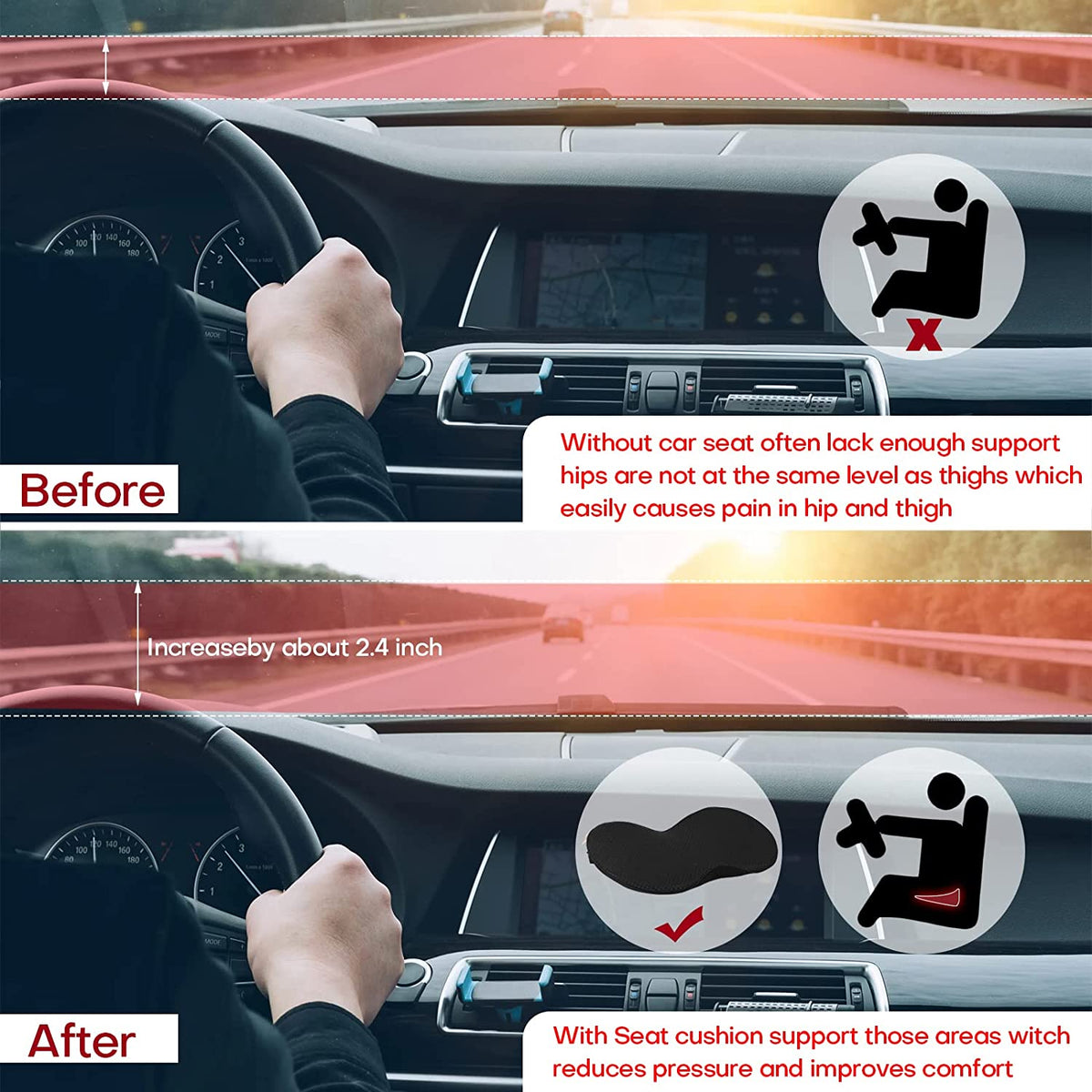 Adult Car Booster Seat Cushion for Clearer Views