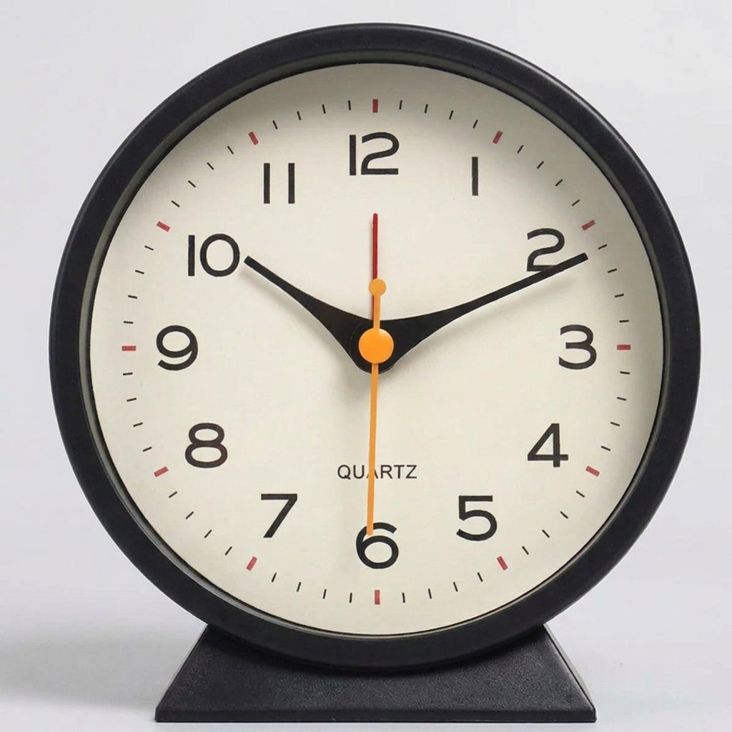 LISTINGOPT::kovosis::1pc-simple-metal-small-alarm-clock-creative-bedside-clock-desktop-mute-student-clock::color-black