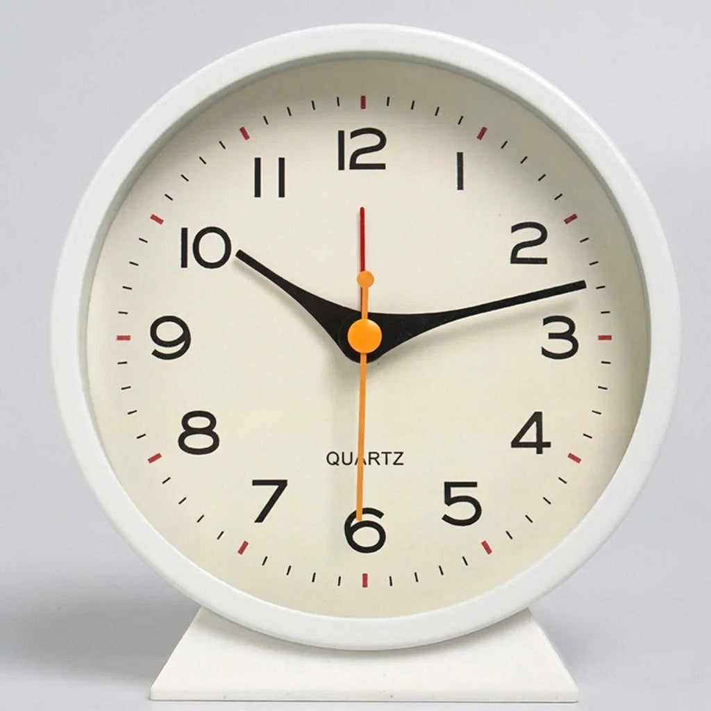 LISTINGOPT::kovosis::1pc-simple-metal-small-alarm-clock-creative-bedside-clock-desktop-mute-student-clock::color-white