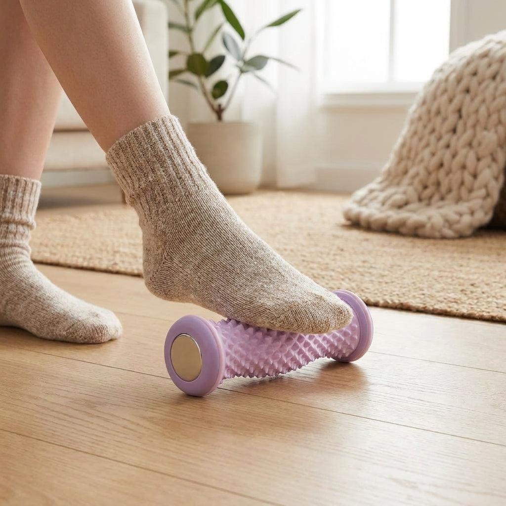 LISTINGOPT::kovosis::foot-massage-roller-foot-roller-foot-massager-plantar-acupressure-relaxation-feet-shiatsu-massager-calf-shaping-massage-tools::02-inuse