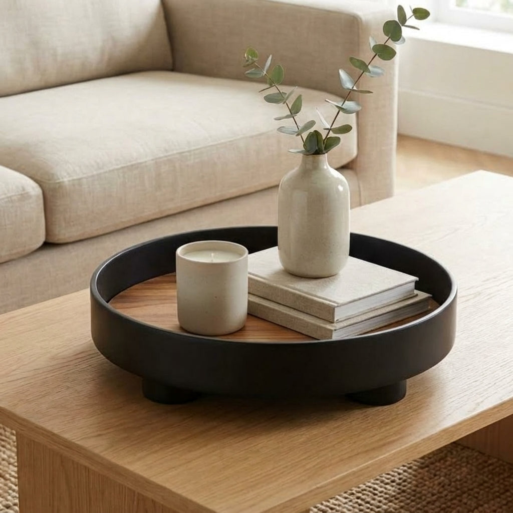 LISTINGOPT::kovosis::rond-houten-dienblad-met-eiken-inleg-en-zwarte-opstaande-rand-voor-salontafel::color-zwart