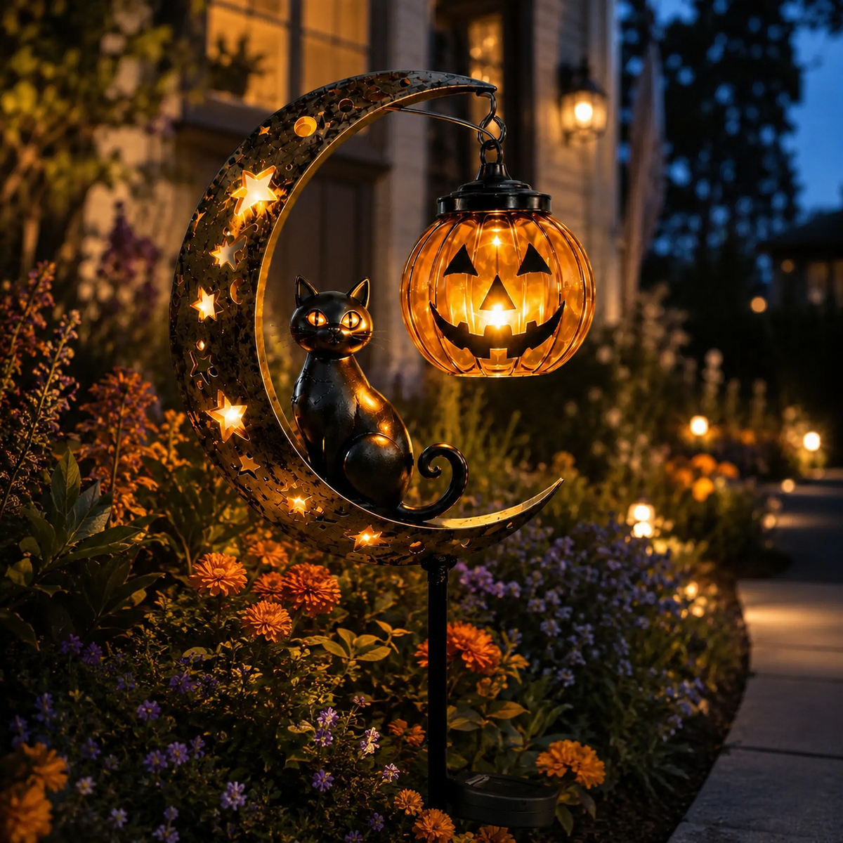 Luce da Giardino a Forma di Zucca Luna per Sentieri Incantati