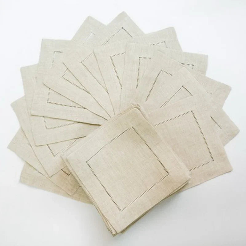 White Hemstitch Linen Napkins (6-Pack)