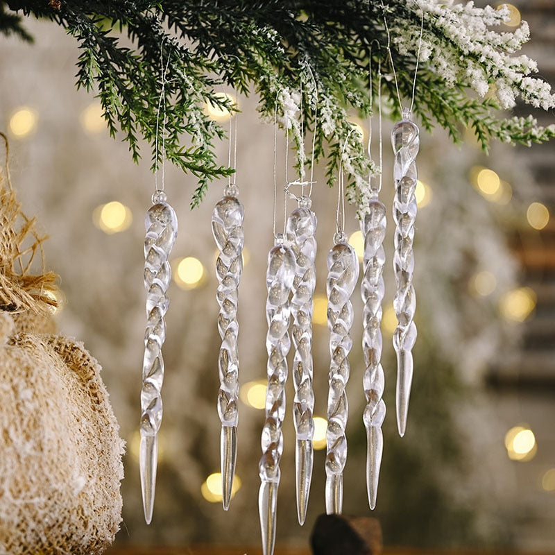 Künstliche Eiszapfen-Ornamente für frostige Baumwirkung